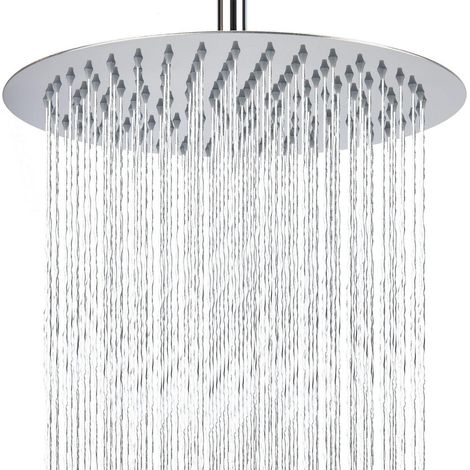 Regenbrause 40cm Edelstahl Rund Chrom, Wand- oder Deckenmontage, für niedrigen Wasserdruck (1/5)