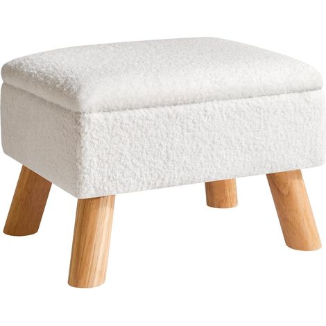 Pouf Salon avec Rangement, Repose Pied Rembourré, Blanc HBD042W (1/5)