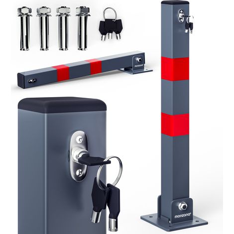 MONZANA® Barrera de Parking Poste Aparcamiento Abatible Acero Resistente 1x
