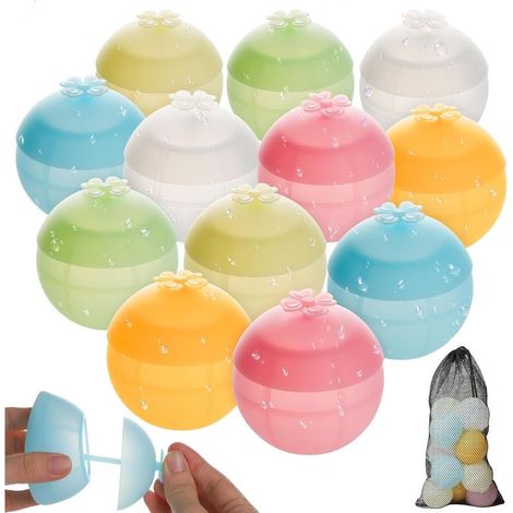 Lot de 12 Balles Aquatiques Réutilisables, Jouets d’Eau Silicone pour Enfants et Activités d’Été (1/5)