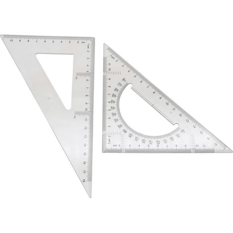 Lot de 2 règles triangulaires transparentes, équipe 45 degrés et 60 carrés dessin mathématiques règle 18 cm enfant triangle géométrique