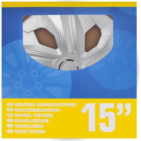Ensemble denjoliveurs de roue 15 pouces en carbone argent 4 pieces (1/5)