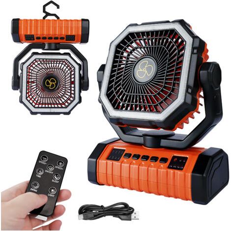 Ventilateur de camping extérieur 20000ma PowerBank éclairage crochet tente Camping grand vent ventilateur de bureau (1/4)