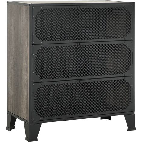 Armoire de rangement industrielle urbaine 72 x 36 x 82 cm avec 2 étagères en métal gris (1/5)