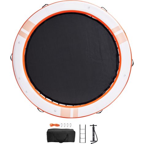 Aufblasbare Schwimmplattform (3 m) mit 2,4 m großem Trampolinnetz, rutschfester Badematte, Tragetasche und abnehmbarer Leiter für Entspannung am Pool und Strand (1/5)