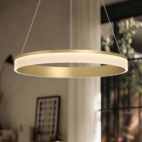 Mai & Mai Lampadario a Sospensione 30W, Lampada 3000-6000K con Filo 110 CM, Altezza Regolabile, Lampada da Soffitto a Sospensione per Camera da Letto e Soggiorno, 60cm, Oro, Luvina02 (1/5)