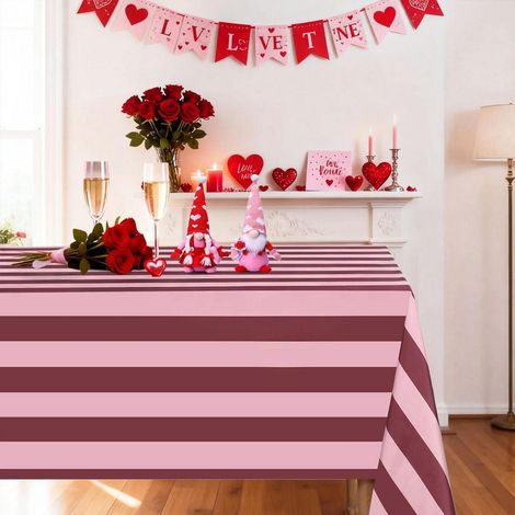 Nappe rayée 140x300cm Rectangulaire pour fête & quotidien, Polyester, Facile d'entretien