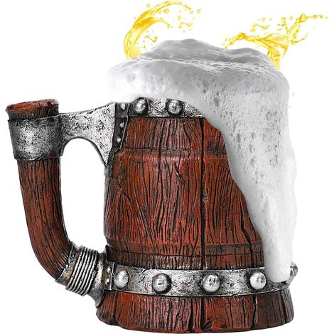 Chope à bière en tonneau en bois, tasse à bière en acier inoxydable  Tasse à thé en forme de seau de 600 ml de bière - Verres en forme de seau avec poignée pour les réunions de et les (1/5)