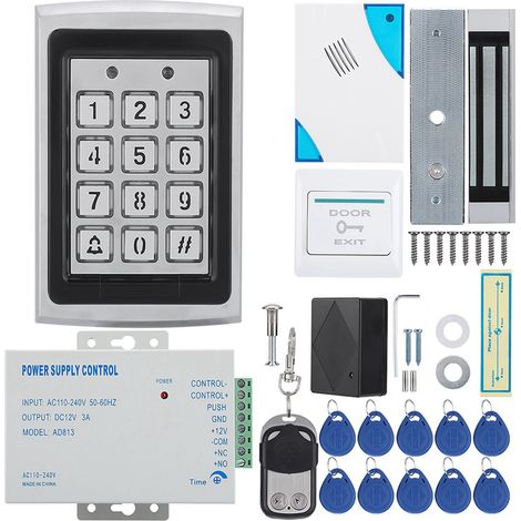 Lot de 1 kit de verrou électromagnétique avec carte et mot de passe pour contrôle d'accès sécurité de porte (1/5)
