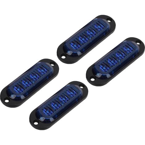 Lot de 4 feux latéraux pour camion, haute luminosité 3000K, étanches IP65, 4 LED, installation facile, feu clignotant d'urgence 12-24V bleu (1/5)