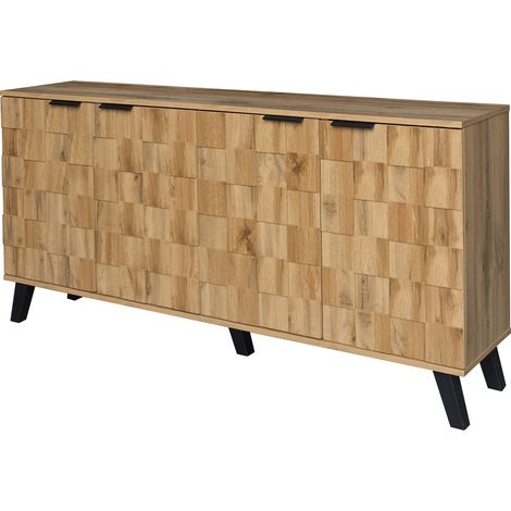 Sideboard moderno a 4 ante 160,5 x 35,5 x 78 cm in truciolare effetto legno (1/5)
