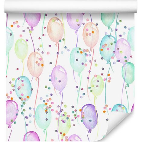 Papel pintado de globos en tonos pastel para salón y dormitorio, 50x1000 cm. (1/5)