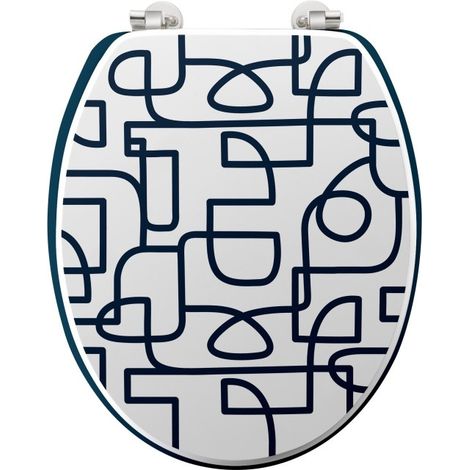 Abattant wc charnieres metal 37.5 x 46 cm mdf imprime Labyrinthe (1/5)