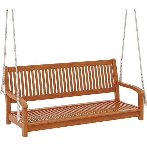 Costway – Balancelle de jardin en bois d'acacia 2 places – Capacité 360 kg – Crochets en S et cordes de suspension – Dimensions 138 x 62 x 60 cm (1/5)