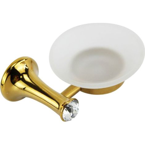 Porta sapone da Muro in acciaio oro piattino in vetro satinato porta saponetta con punto luce cristallo in acrilico accessori bagno (1/2)