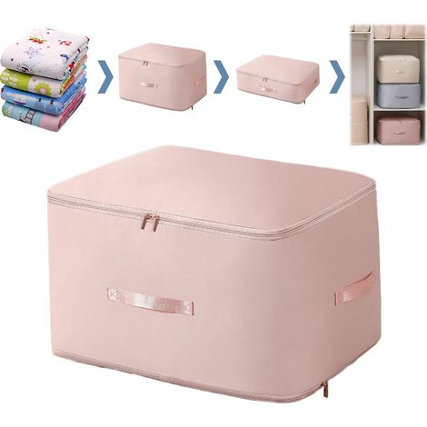[Sacs de Rangement] Sac de Compression pour Vêtements et Couettes, Grand Format (54x42x30cm), Étanche et Anti-Poussière, Rose Poudré (1/5)