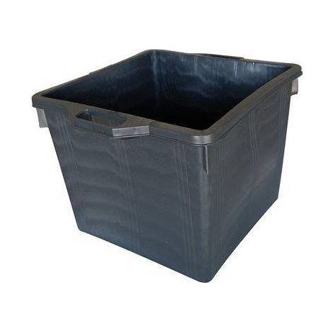 Panier quadra noir 60L – Polyéthylène résistant – Empilable avec poignées latérales – Dimensions 48x48x37 cm – ICS