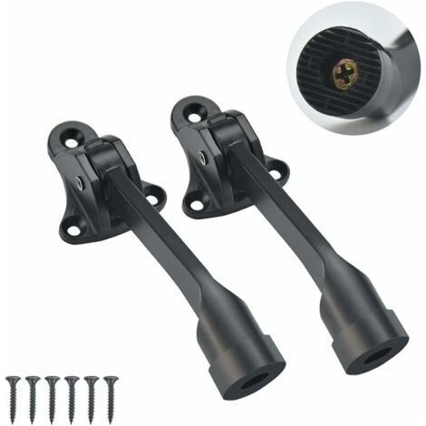 2 PCS Butées de Porte en Alliage de Zinc Butée de Porte à Ressort 126mm Arrêt de Porte Sol Butée de Porte en Métal Butée de Porte à Levier avec 6 vis pour Chambre Garage Bureau Maison (Noir) (1/5)
