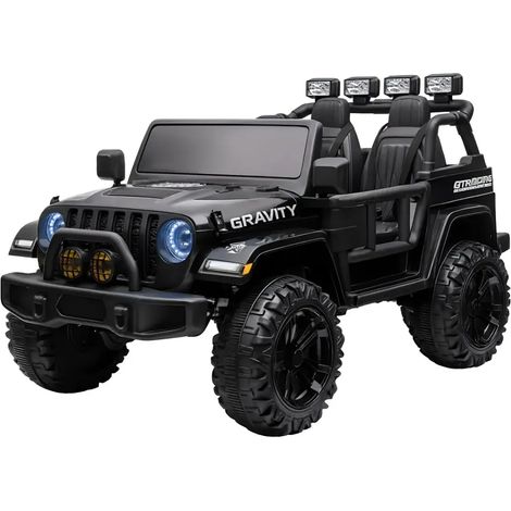 Jeep Elettrica Bambini 12V Gravity Nero Metallizzato 2 Posti Telecomando (1/4)