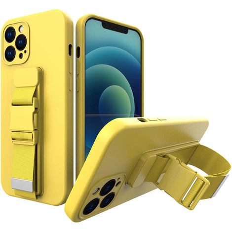 Custodia in gel con cordino, borsa a catena, cordino per iPhone 12 giallo (1/5)