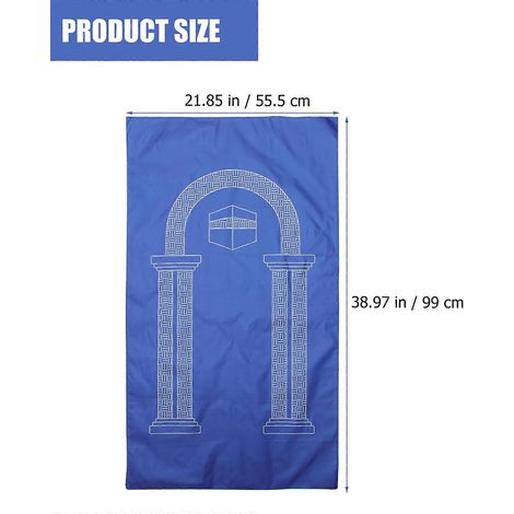 Tapis de prière musulman, tapis de prière résistant à l'usure, tapis de prière pratique avec sac-99X55.5X0.1CM-Blue (1/3)