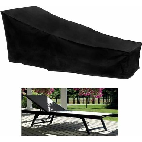 royaluxe - Housse de chaise longue imperméable coupe-vent résistant aux UV anti-poussière en tissu Oxford 210D (200x75x40/70cm) - noir, (1/5)
