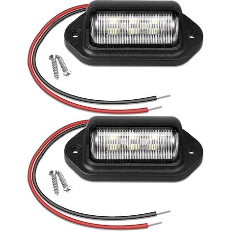 Éclairage de plaque d'immatriculation à LED - 3 W 500 lm 12-24 V - Noir - Vendu par lot de 2