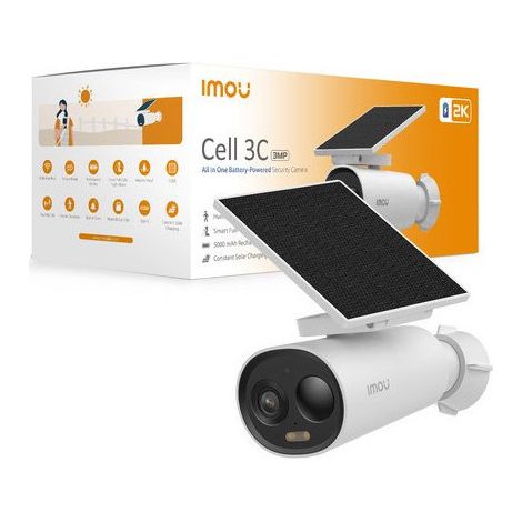 IMOU Cell 3C Telecamera Ricaricabile 2K (3MP) Per Indoor/Outdoor Con Pannello Solare E SD Da 64GB
