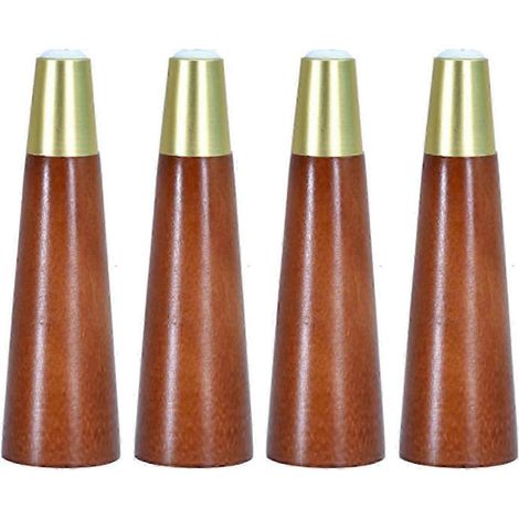 Ensemble de quatre pieds de meubles en bois massif naturel avec manchons en laiton, parfaits pour remplacer les pieds de canapés, lits, tables basses, meubles de cuisine, chaises et autres meubles. Co (1/5)