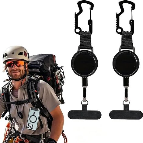 2PCS Antivol Téléphone,Cordon Securite Telephone, Attache De Téléphone Rétractable Anti-Chute, Idéal pour Randonnée, Ski, Cyclisme, Escalade, Pêche, Course À Pied, Voyage (1/5)