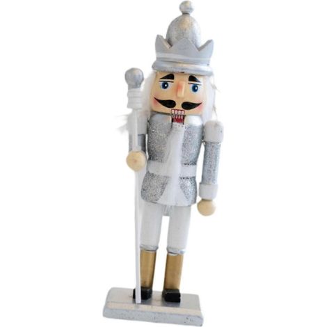 Figurine Casse-Noisette de Noël, ornement traditionnel, figurine de Casse-Noisette, décoration de Noël pour centre de table, étagère ou maison-Silver (1/5)