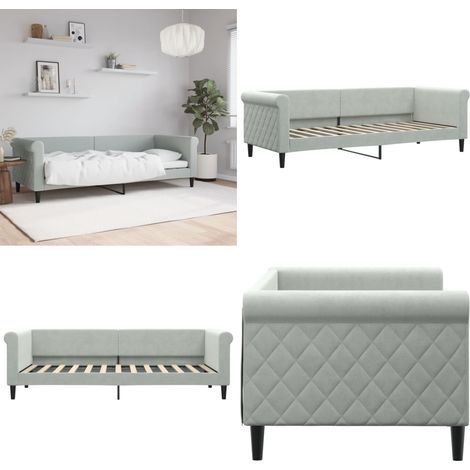 Lit de repos sans matelas gris clair 80x200 cm velours - Canapé Convertible - Lit Invité - Lit Deux Places - Mobilier Contemporain - Design Moderne - Home & Living (1/5)