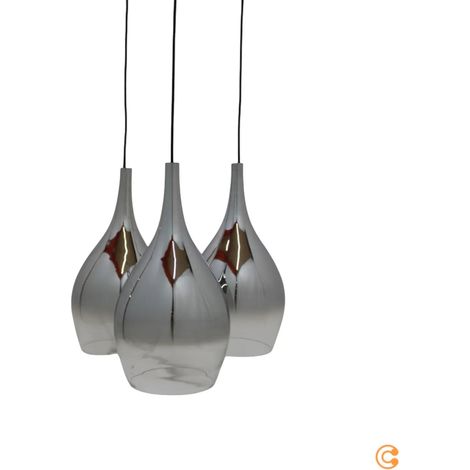 [NEUWERTIG] B-Ware Paul Neuhaus Hängeleuchte Pilua Glaslampe Chrom Rauchgrau 3 Flammig Led E27