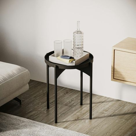 Petite table ronde noire design & plateau assorti SFAX (1/5)