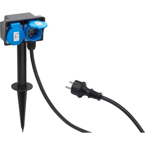 Double Prise de Courant avec Piquet de Terre 1,4 m IP44 7430950 (1/5)