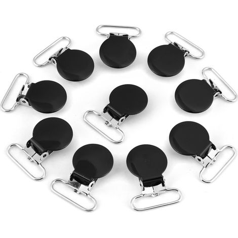 10 attaches rondes 25mm pour porte-sucette, clips de bretelles, fournitures DIY noir, lot de fabrication. (1/5)