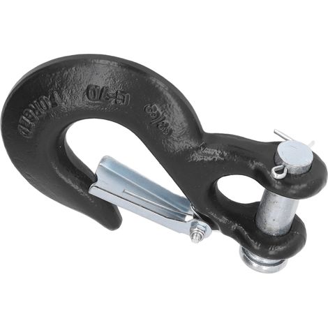 Crochet de sécurité à chape 3/8 po en acier, capacité de levage maximale de 18 000 lb, antirouille, pour le sauvetage portuaire et hors route, noir (1/5)