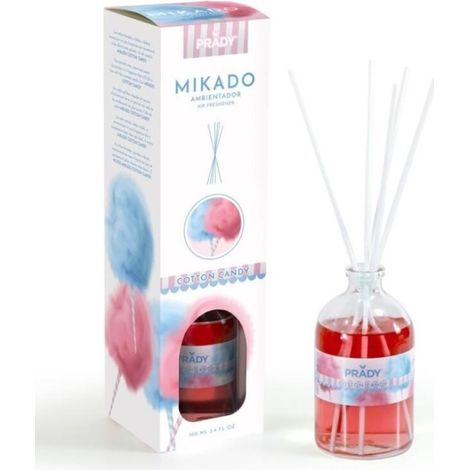 Ambientador decorativo Mikado Algodon de Azucar, fabricado en España con alcohol y esencias naturales.
Es ideal para aromatizar pequeñas dependencias