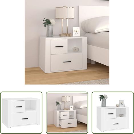 vidaXL Mesita de noche madera contrachapada blanco 60x36x45 cm (1/5)