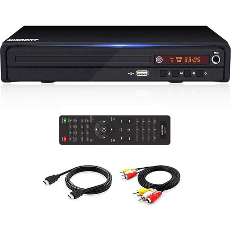 Lecteur DVD pour TV, DVD/CD / MP3 avec Prise USB, Sortie HDMI et AV (câble HDMI et AV Inclus), télécommande (sans Blu-Ray) (1/5)