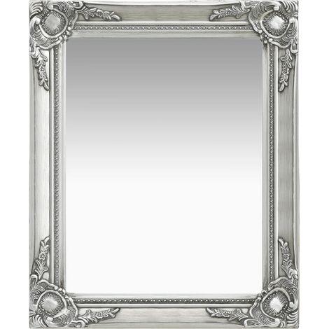 Espejo de pared rectangular estilo barroco 50x60 cm Plata DEC022860