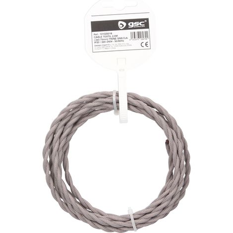 Cavo tessile 2.5M (2x0.75mm) intrecciato Grigio chiaro