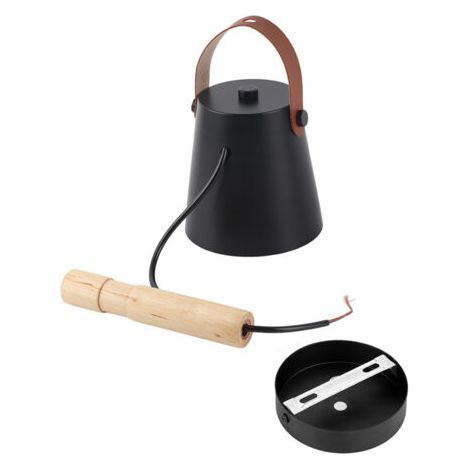 Modern Iron Wood Bedroom Wall Lamp Porch Corridor Study Light Fixture Bedroom Decor (Black) (1/5)