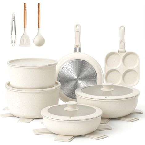 Batterie de cuisine YASHE BZD-DC02GW, 20 pièces, poignées amovibles
