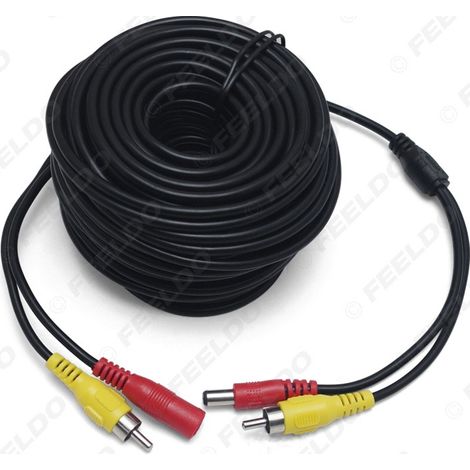 Câble vidéo RCA de 20 mètres avec détection de marche arrière, câble vidéo RCA de 20 mètres pour caméra de recul de voiture