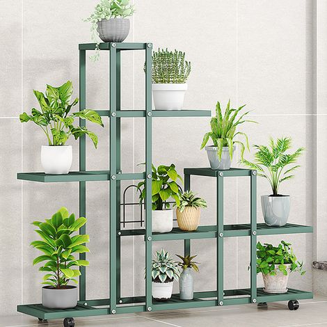 Support de plantes, support de fleurs, escalier de plantes multicouche haut, support de fleurs pour l'extérieur, étagère à plantes, terrasse, balcon, décoration de jardin - Vert (1/5)