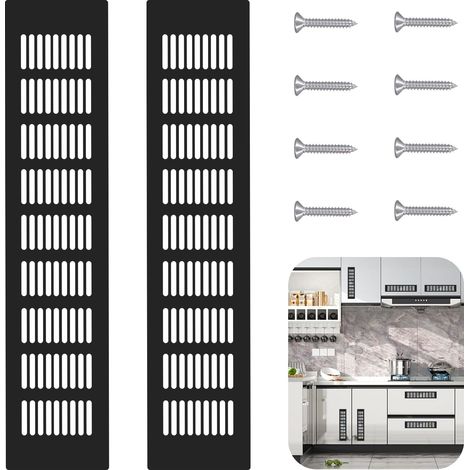 Grille Aeration Rectangulaire 2 Pcs Grille Ventilation 80 x 400mm Grille Daération Extérieure Avec Vis Grille de Ventilation en Aluminium pour Toutes Sortes d'armoires Grille d'aeration (1/5)