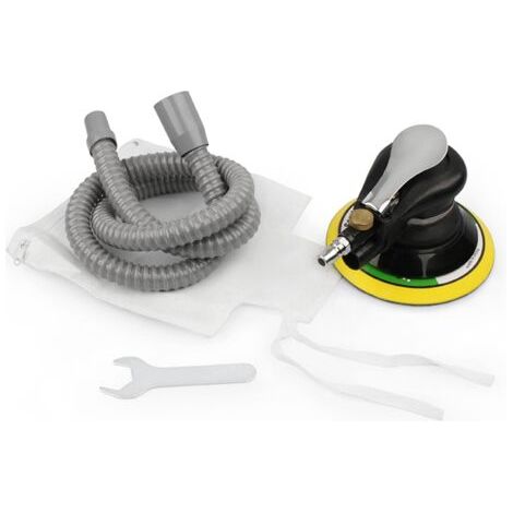 QORVA- Machine de meulage et de polissage excentrique pneumatique,machine de polissage et de cirage de voiture,machine à papier de verre pneumatique,6 pouces avec aspirateur,noir