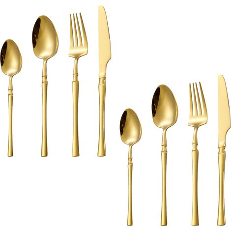Couteau À Steak - Cuillère À Dîner - Fourchette À Dîner - Cuillère À Dessert - Ensemble De Couverts En Acier Inoxydable 304 - Pour 2 Personnes - 8 Pièces (1/5)