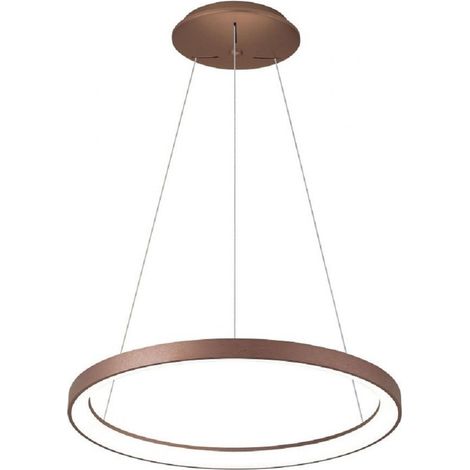 TRADE SHOP - Lampadario Pendente Led 42 W Cct Lampada Sospensione Circolare 58cm Luci Ufficio - Marrone